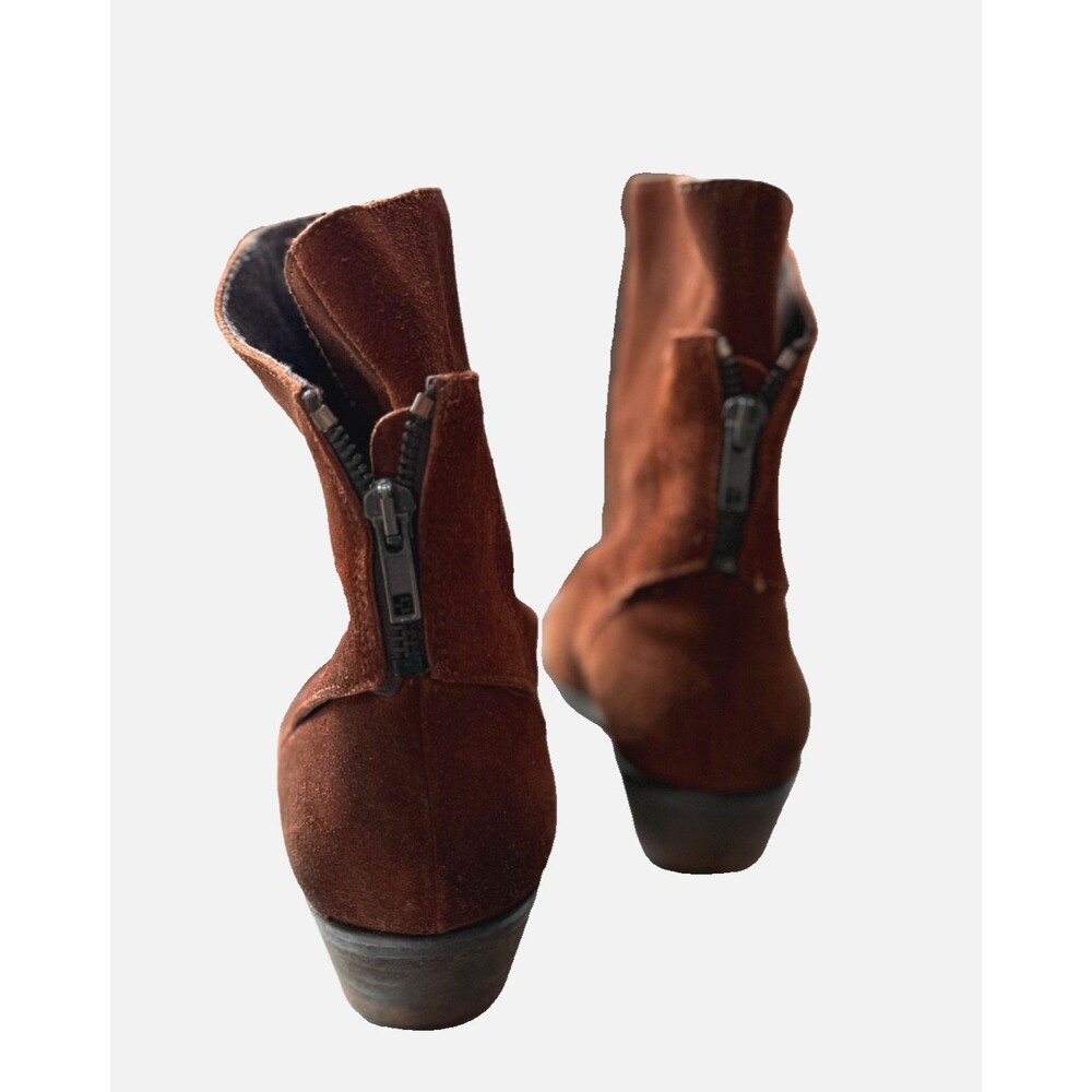 Free People Caldera Suede Ankle Boots w/ Double Zippers Rust/Brown Size 8/EU 38 - Picture 4 of 9